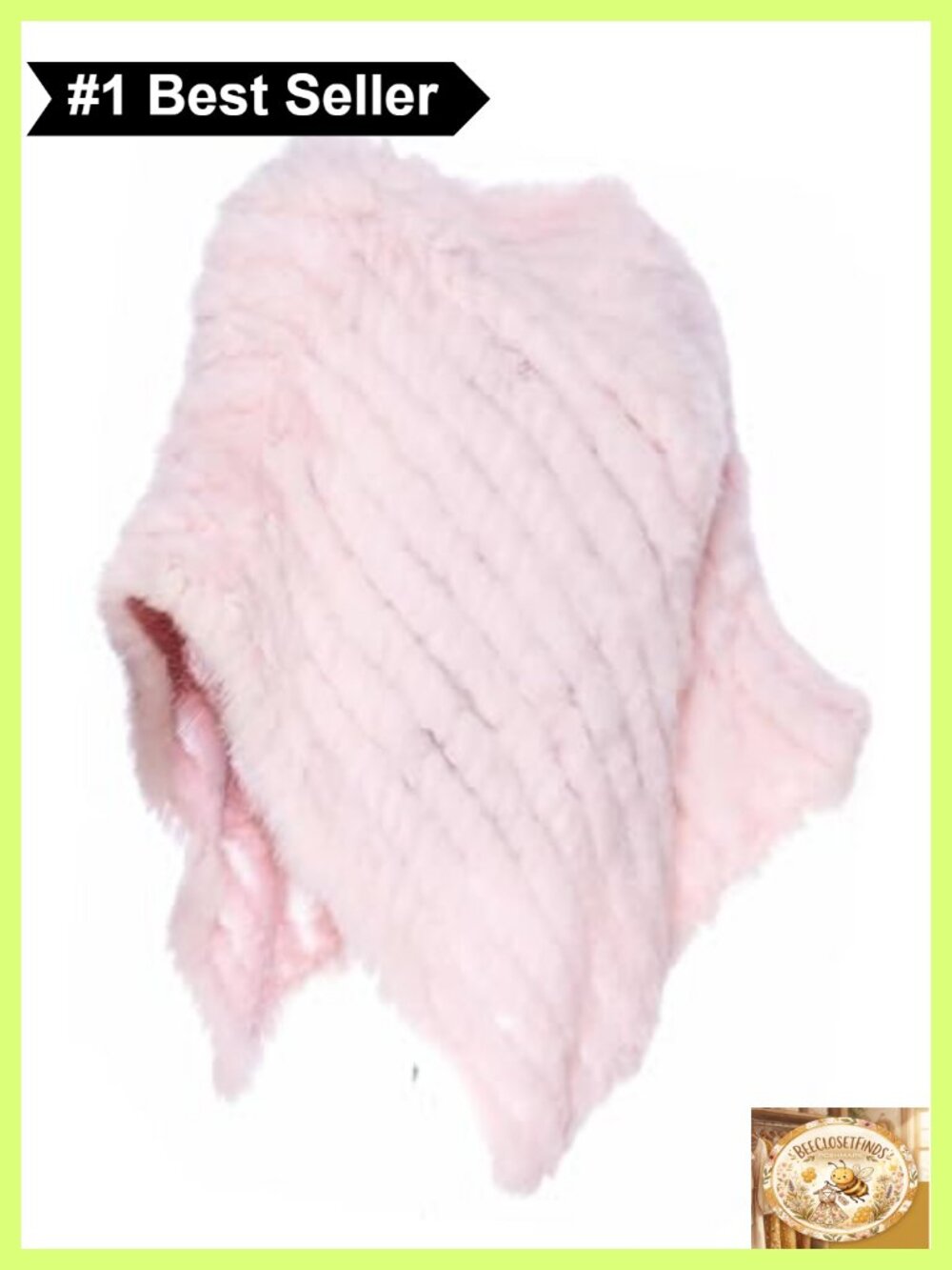 Genuine Rabbit Fur Poncho Knitted Bridal Shawl Cape Wedding Evening Wear